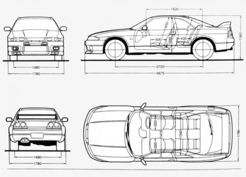 Szkic techniczny Nissan Skyline R33 Coupe