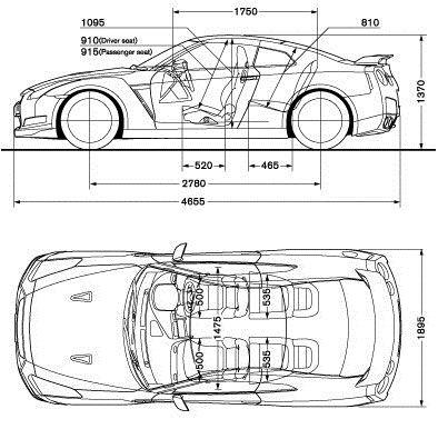 Szkic techniczny Nissan Skyline V35 Coupe