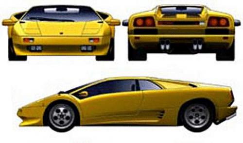 Szkic techniczny Lamborghini Diablo Coupe