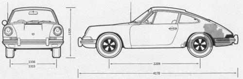 Szkic techniczny Porsche 911 A-B Coupe