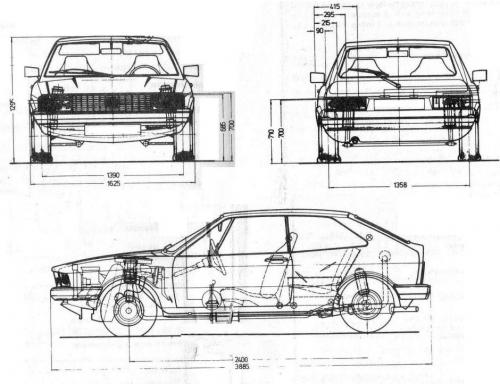 Szkic techniczny Volkswagen Scirocco I