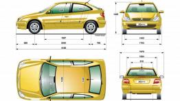 Citroen Xsara II Hatchback - szkic auta - wymiary