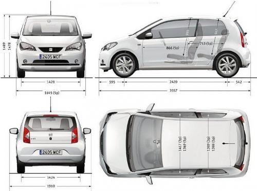 Szkic techniczny Seat Mii Hatchback 5d