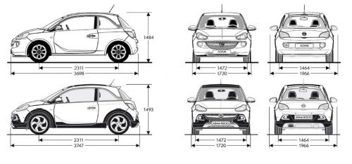 Szkic techniczny Opel Adam Hatchback Rocks