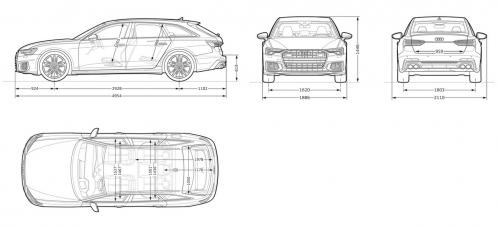 Szkic techniczny Audi A6 C8 S6 Avant