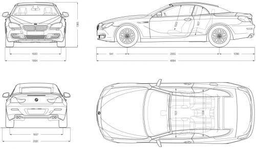 Szkic techniczny BMW Seria 6 F06-F12-F13 Cabrio