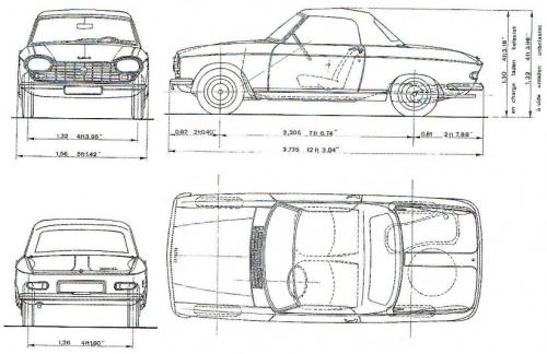 Szkic techniczny Peugeot 204 Cabrio