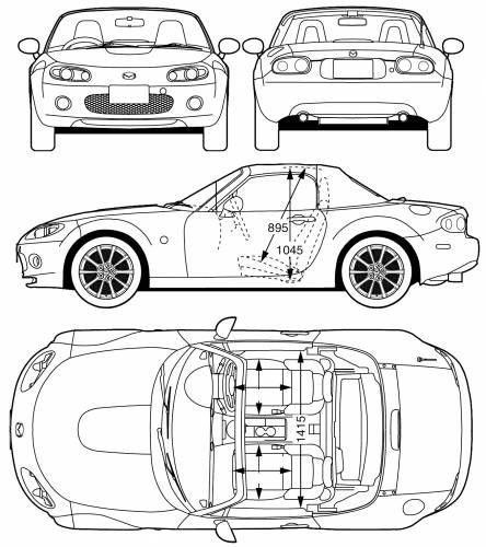 Szkic techniczny Mazda MX-5 III Cabrio