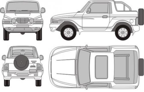 Szkic techniczny Daewoo Korando Cabrio