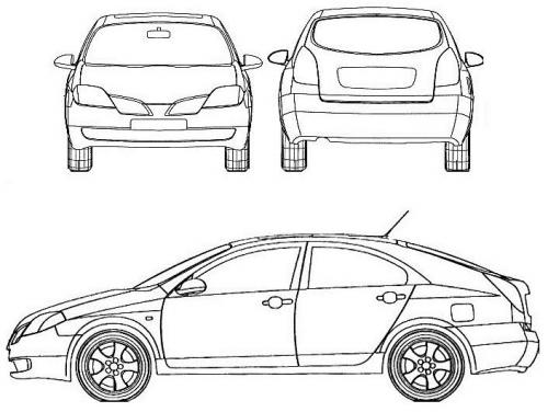 Szkic techniczny Nissan Primera III Hatchback