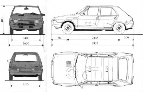 Szkic techniczny Fiat Ritmo I Hatchback