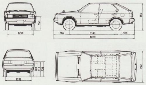 Szkic techniczny Hyundai Pony II Hatchback