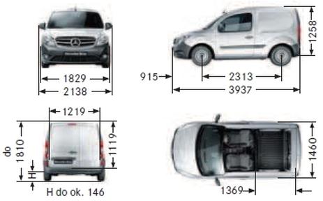 Szkic techniczny Mercedes Citan W415 Furgon Kompakt