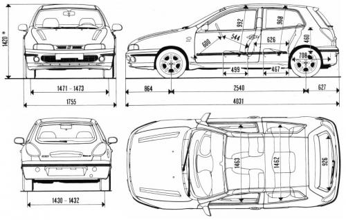 Szkic techniczny Fiat Bravo I