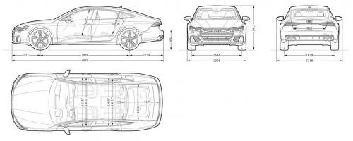 Szkic techniczny Audi A7 C8 S7 Sportback