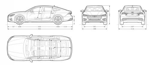 Szkic techniczny Audi A7 C8 Sportback