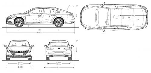 Szkic techniczny Volkswagen Arteon Fastback