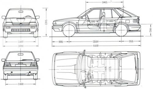 Szkic techniczny Nissan Bluebird III Hatchback