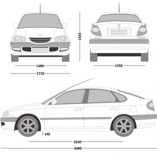 Szkic techniczny Toyota Avensis I Hatchback