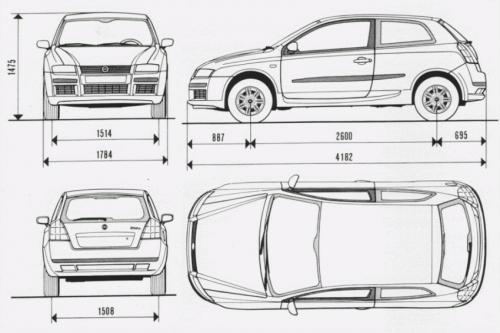 Szkic techniczny Fiat Stilo Hatchback