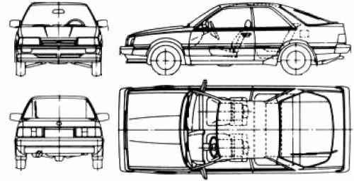 Szkic techniczny Subaru Leone III Hatchback