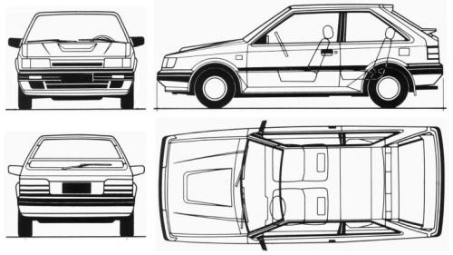 Szkic techniczny Mazda 323 III Hatchback