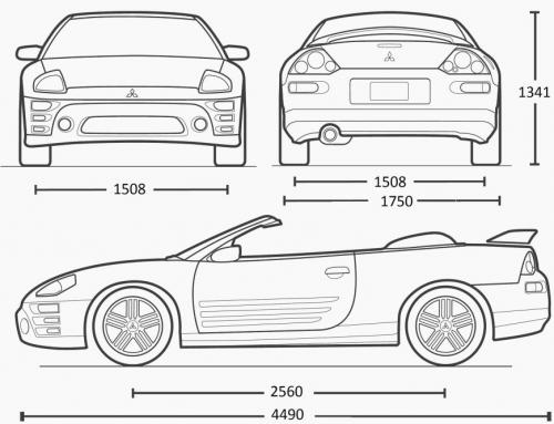 Szkic techniczny Mitsubishi Eclipse III Cabrio