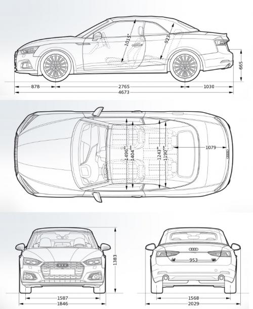 Szkic techniczny Audi A5 F5 Cabrio