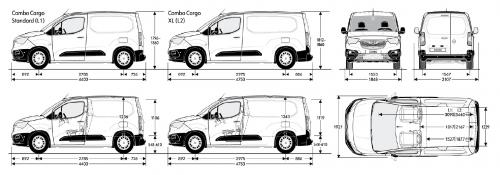 Szkic techniczny Opel Combo E Cargo XL