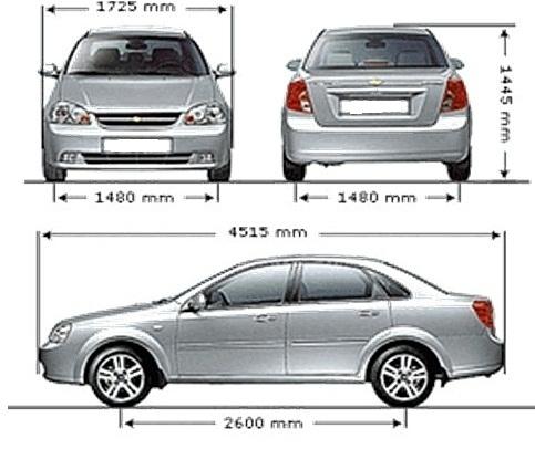 Szkic techniczny Chevrolet Nubira Sedan