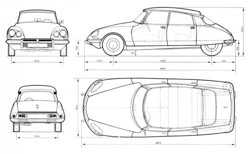 Szkic techniczny Citroen DS Sedan