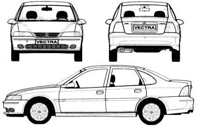 Szkic techniczny Opel Vectra B Sedan