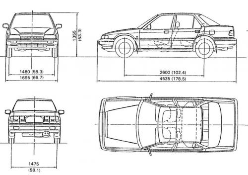 Szkic techniczny Honda Accord III Sedan