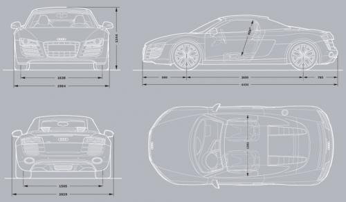 Szkic techniczny Audi R8 I Spyder