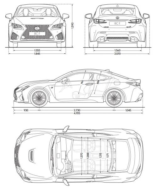 Szkic techniczny Lexus RC Coupe F