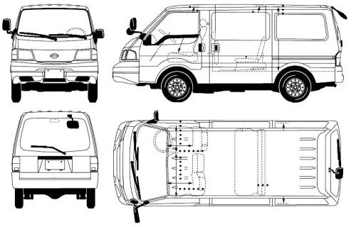 Szkic techniczny Nissan Vanette II