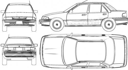 Szkic techniczny Mercury Tracer II Sedan