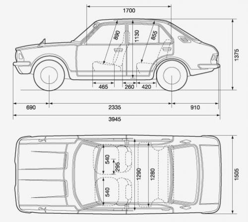 Szkic techniczny Toyota Corolla II Sedan