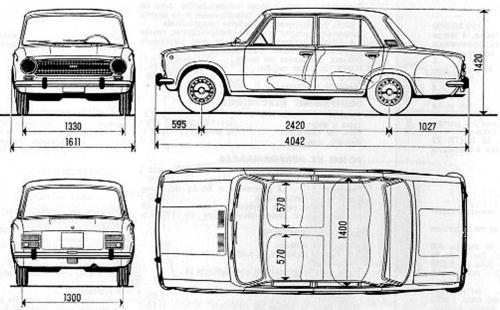 Szkic techniczny Fiat 124 Sedan