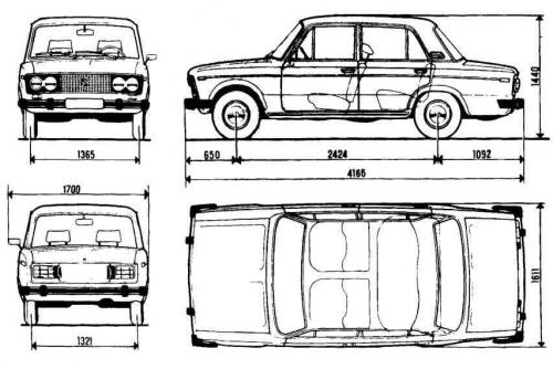 Szkic techniczny Łada 2106 2106 Sedan