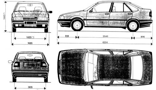 Szkic techniczny Fiat Tempra Sedan