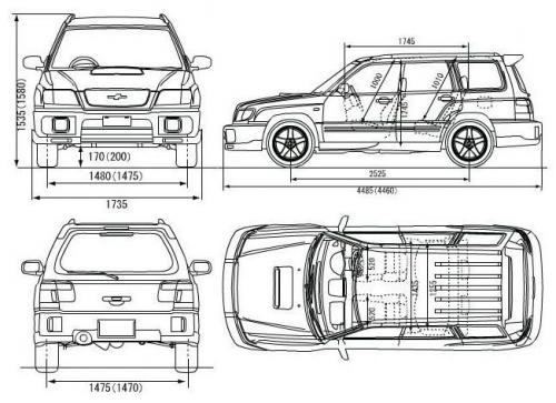 Szkic techniczny Subaru Forester I
