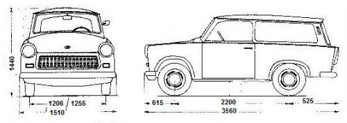 Szkic techniczny Trabant 601 Universal
