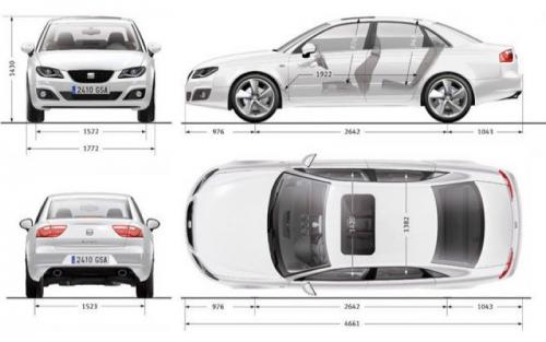 Szkic techniczny Seat Exeo Sedan Facelifting