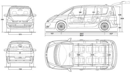 Szkic techniczny Renault Espace IV Van Facelifting