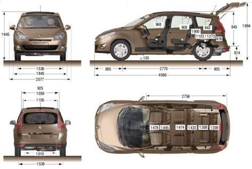 Szkic techniczny Renault Grand Scenic II Grand Scenic Facelifting