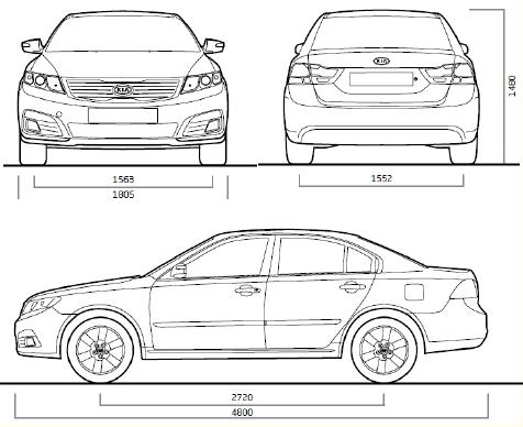 Szkic techniczny Kia Magentis II Sedan Facelifting