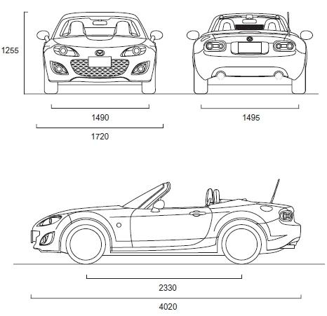 Szkic techniczny Mazda MX-5 III Cabrio Facelifting