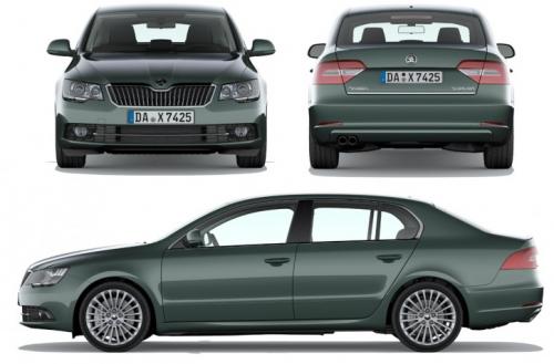 Szkic techniczny Skoda Superb II Sedan Facelifting