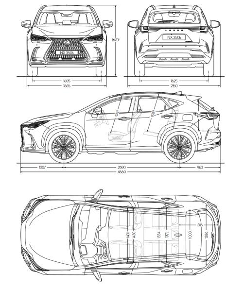 Szkic techniczny Lexus NX II SUV Facelifting